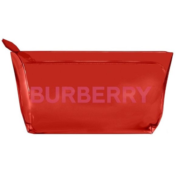 Burberry Handbags - NEW BURBERRY Red Clear Translucent Cosmetic Bag